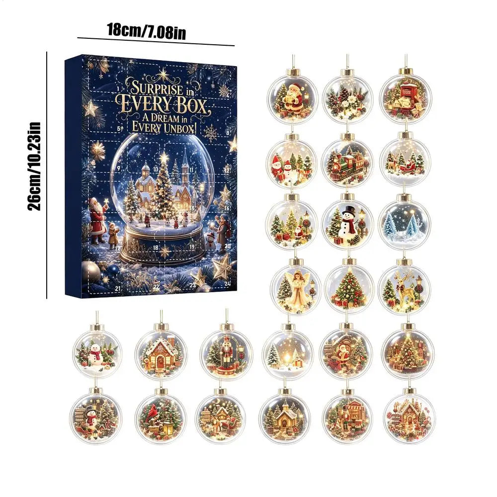 Christmas Countdown Calendar  Snowy landscape Ornaments Reusable 24-Day Classic  Flat Keepsake Acrylic Ornaments  for Homeowners