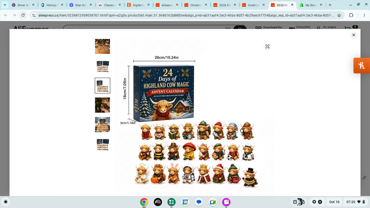 Highland cow advent calendar